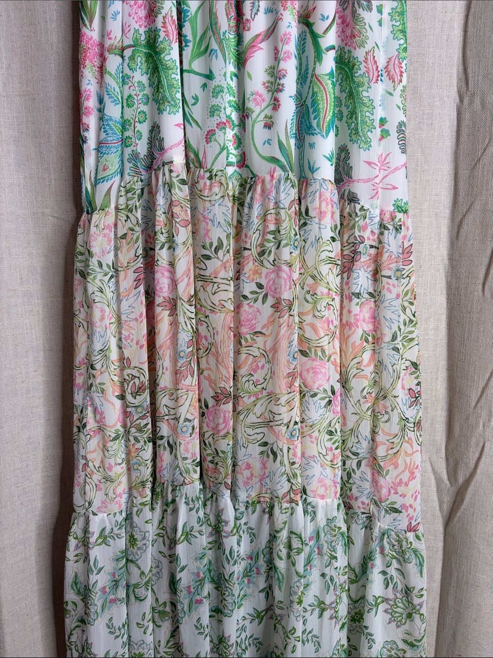 House of Harlow 1960 Floral Maxi Dress in White, Green, Pink - Picture 5 of 6